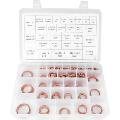 570 stuks 30 maten koperen ringen platte ring set kit met plastic doos