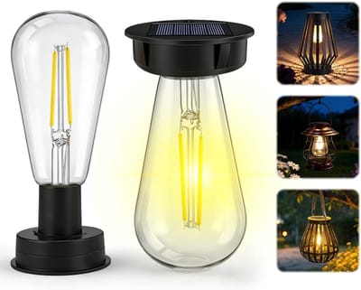 VHV - Solarlamp vervangingsunit - Solar deksel voor lantaarn - Set van 2 - Vervangende lampkoppen - Waterdicht - Met LED verlichting - Voor buiten lantaarns en tuindecoratie - Diameter 7 cm - Zwart
