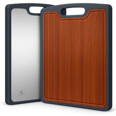 KAAMUT® Premium Snijplank – Massief Hardhout & 100% Titanium – 38 x 26 cm – Hygiënisch & Duurzaam – Mesvriendelijk & Microplasticvrij