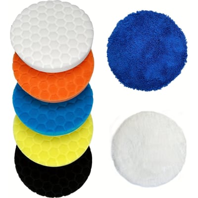 Schuur- en Polijstpads 6 Inch - 7 stuks 150 mm Gezicht voor 6 Inch 150 mm Steunschijf, Auto Compound Schuur- en Polijst sponskussens en Schuur- en Polijstpad Kit blue