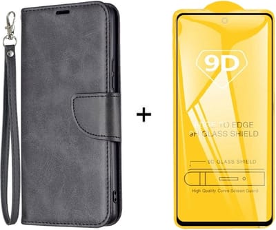 Telefoonhoesje geschikt voor Samsung Galaxy A53 zwart agenda book case hoesje + full glas screenprotector