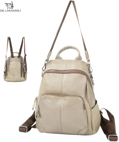 DE LAMASSU® Dames Rugzak Echt Leer – Beige