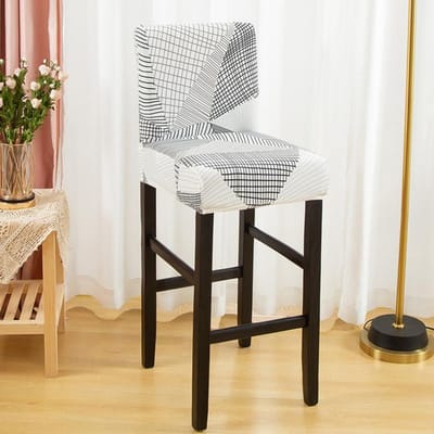 1/2/4/6 pièces housse de chaise élastique pour tabouret de bar dossier court chaise de salle à manger housse Spandex étui extensible pour chaises de petite taille 1 piece gray