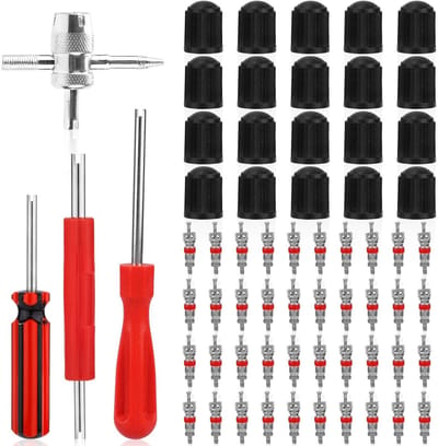 Golden crown - Ventiel Gereedschap Set - 64-delig - 4-in-1 en Enkel/Dubbel Hoofd - Voor Auto, Motor en Fiets - Gereedschap - Onderhoud - Geschikt voor K...