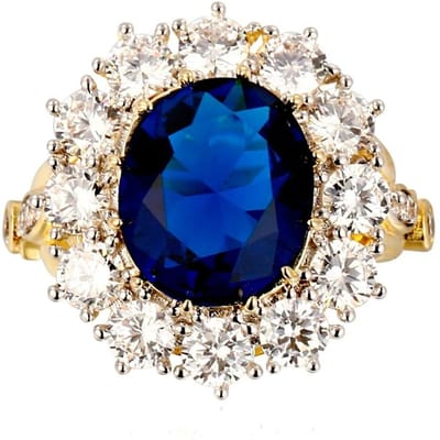 Luxe Ovaal Blauwe Zirconia Ring voor Vrouwen Sprankelende Gouden Kleur Solitaire Vingerringen Romantische Sieraden Bruiloft Verjaardagscadeau 9 blue