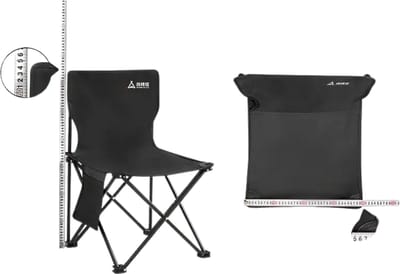 Bovista Strandstoel Opvouwbaar - Inklapbaar - Met Rugleuning - Volwassenen - Folding chair - Beach - Camping - Zwart