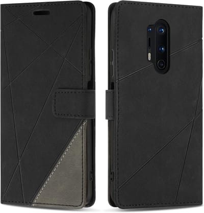 Hoesje voor OnePlus 8 Pro, Premium Lederen Portemonnee Beschermhoes Telefoonhoesjes met Kaartenvakken Beschermhoesje voor OnePlus 8 Pro, Zwart
