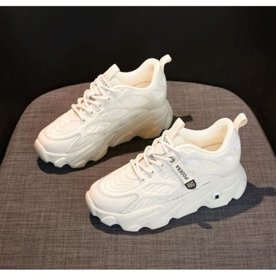 Lente Nieuwe Ademende Sport Schoenen met Dikke Zool Dames Binnenin Verhogend Damesschoenen Plus Fluweel Papa Schoenen Dames Kleine Maat 31 gray