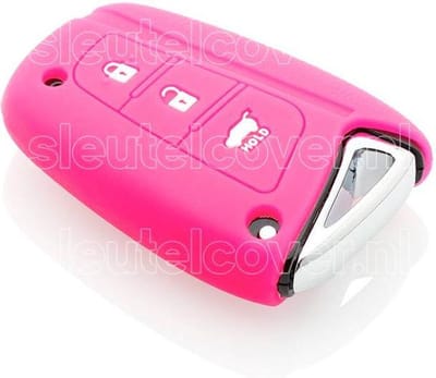 Autosleutel Hoesje geschikt voor Hyundai - SleutelCover - Silicone Autosleutel Cover - Sleutelhoesje Fel / Fluor / Neon Roze