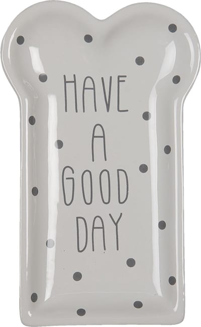 Clayre & Eef Ontbijtbord 10x17 cm Wit Keramiek