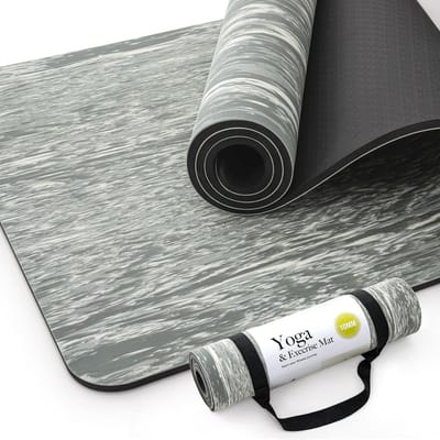 Marjar Extra dikke yogamat, 2/5 inch (10 mm), rubber en TPE antislip yogamatten met riem voor vrouwen mannen, milieuvriendelijke trainingsmat voor yoga, pilates en thuistraining