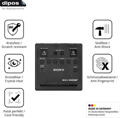 dipos – 2x Pantserfolie geschikt voor Sony XDR-C1DBP | 9H Screenprotector