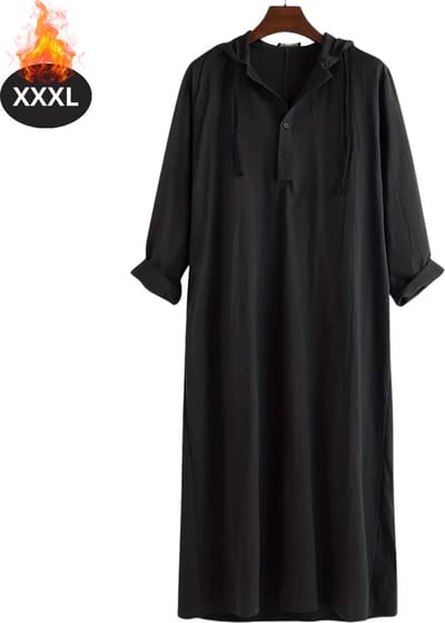 Nivard Islamitische Kleding - Djellaba Heren - Moslim Kleding - Arabisch Mannen Kaftan - Alhamdulillah - Zwart XXXL
