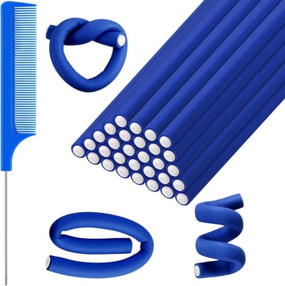 Flexibele Haarrollers Set van 30 Stuks - Zachte Schuimrollers voor Krullen zonder Hitte, Inclusief Stalen Pintail Kam voor Lang en Kort Haar