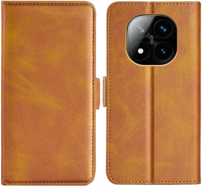 MobyDefend Hoesje - Geschikt voor Xiaomi Redmi Note 14 Pro Plus - Luxe Wallet Book Case (Sluiting Zijkant) - Lichtbruin
