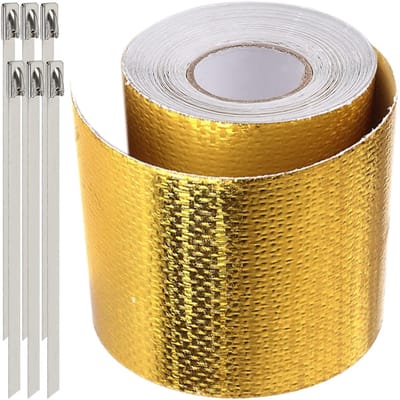 Hittebestendige Reflecterende Tape voor Auto en Slangen, Zelfklevend en Hoogtemperatuur, 2" x 32.8FT (10M) voor Effectieve Warmtebescherming