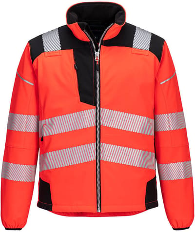 Portwest PW3 Hi-Vis Softshell Jack T402 - Rood/Zwart - 4XL