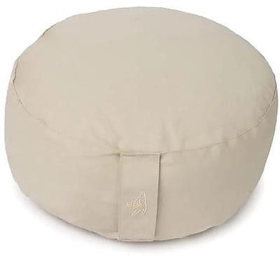 Meditatiekussen rond beige biokatoen (OCS) – 33 cm x 17 cm