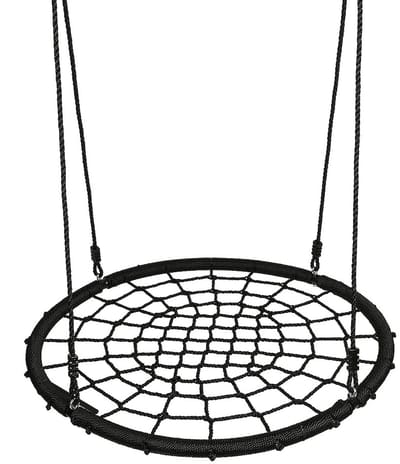 Schommelbank, vogelnestschommel, net, 100 cm, om op te hangen, verstelbaar, voor kinderen, volwassenen, tuin, buiten, 200 kg, schommel met bord, zwart (zwart)