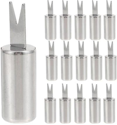 carmdering - Maïskolfspiesen - Maïskolven naald - graanhouder - Set van 16, roestvrij staal, 6,2 cm - Duurzaam, antislip handvat, draagbaar - Perfect voor barbecue, camping en outdoor - Makkelijk schoon te maken