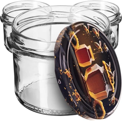 KADAX Kleine inmaakpotten, 235 ml, potten diameter 82, kleine potten voor honing en specerijen, jampotten met deksel, luchtdichte potten om cadeau te geven (honing, 10 stuks)