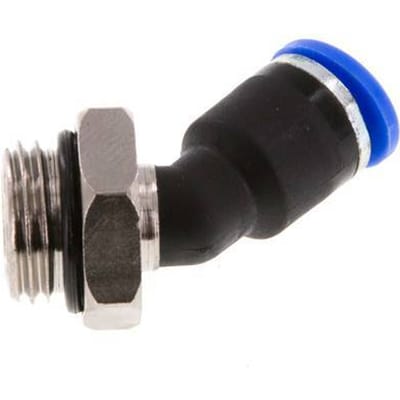 6mm x G1/4'' 45 graden L-verbinding Messing/PA 66 Insteekfitting Buitendraad NBR [2 Stuks]