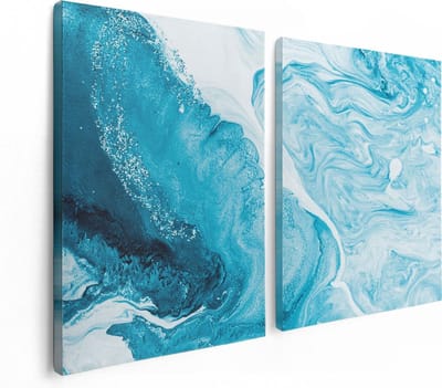 Artaza Canvas Schilderij Tweeluik Abstracte Kunst van een Oceaan - 120x80 - Foto Op Canvas - Canvas Print