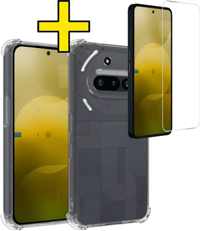 Hoesje - Met Screenprotector - Geschikt voor Nothing Phone (3a) - Sterk & Shockproof - Siliconen Case - Back Cover - Telefoon Hoes - Shock Proof - Telefoonhoesjes - Transparant