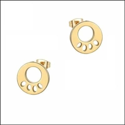 Aramat Jewels | Oorbellen | RVS Dieren Oorbellen Diverse Motieven - Dierenliefhebber Oorstekers | Pootafdruk/Goudkleur-10mm | |8mm | Staal | Kinderen, Volwassenen | Verkleurd niet