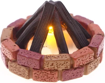 Realistisch Miniatuur Kampvuur Ornament voor Poppenhuis, Batterij Aangedreven Decoratie met Flikkerende Lichten, Ideaal voor Poppenhuisliefhebbers en Verzamelaars