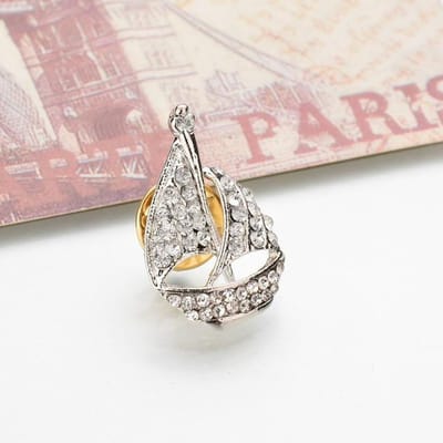 Zeil Broche Corsage Wilde Mannen 'S En Vrouwen 'S Pak Kraag Bloemen Kraag Pin Badge Badge Kristal Kraag Pin white