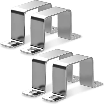 Set van 4 Vierkante Buisklemmen van 304 RVS, 40 x 40 mm, U Klemmen voor Hoekverbindingen, Geschikt voor Deuren, Ramen en Waterleidingen