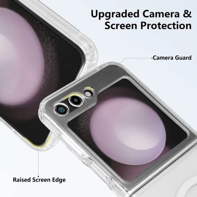 Hoesje Geschikt voor Samsung Galaxy Z Flip 5 - Compatibel met MagSafe - Hard Back Cover met Magneet - Transparant