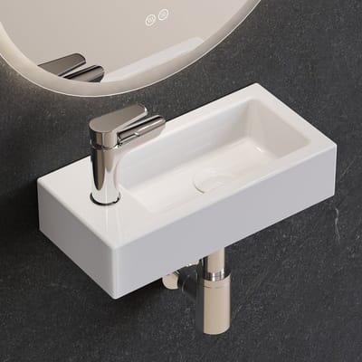 HOROW Toiletfontein - Wandmontage - Keramiek Toilet Wasbak - Glans Wit - 369*178*91 mm