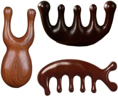 Dailygoods- Gua Sha Kam - 3 Stuks - Hoofdmassage Kam - Oogmassageapparaat - Plastic - 10 x 6 cm - Stimuleert Hoofdhuid - Hoofdmassagekam