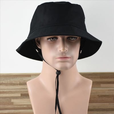 Grote Kop XXL 64cm Bucket Hats Mannen Katoen Grote Maat Pet Visser Vissershoed Grote Maat Zomer Zon Hoed Kamperen Opvouwbare Bob XL60-62cm zwart