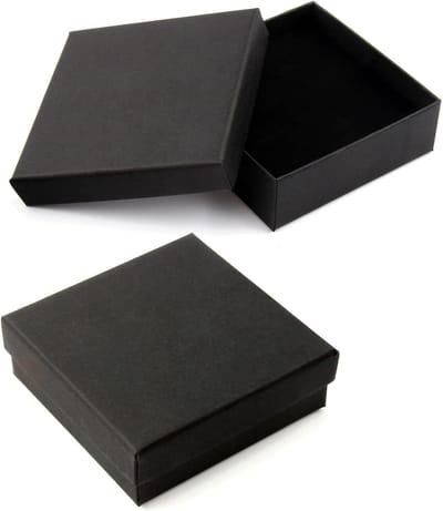 Sieraden geschenkdoos met 4 vakken, 9 x 9 x 3 cm, ideaal voor ringen, oorbellen en kettingen, zwart