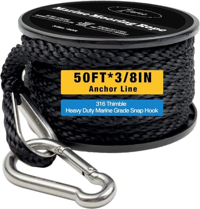 Dubbel Gevlochten Nylon Boot Anker Touw 50FT - Weerbestendig en Multifunctioneel