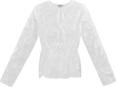 Yehwang- Blossom Bow Top - Wit - Maat S