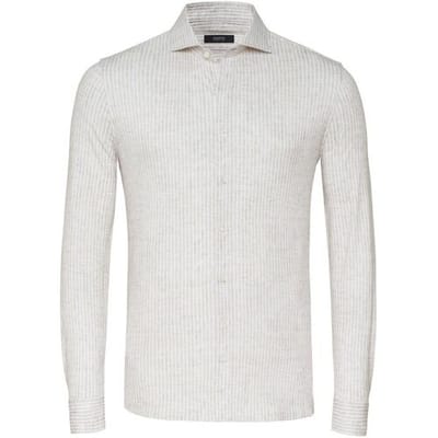Desoto Luxury Overhemd Linnen Look Stripe Sandy / male