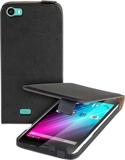 Lelycase Zwart Eco Leather Flip case Voor Wiko Lenny hoesje
