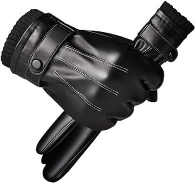 Handschoenen winter - Heren Winter Leren Handschoenen - Handschoenen heren - Zwarte Voering - Warme Imitatieleer - Touchscreen Winddicht Antislip