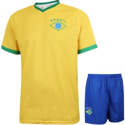 Brazilie Voetbaltenue - Voetbal Tenue Kinderen - Shirt en Broekje - Jongens en Meisjes - Volwassenen - Heren en Dames - Maat 104
