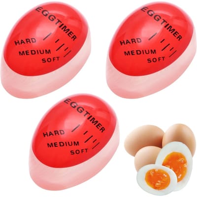 TOVBMUP Eierwekkers - 3-pack - Eierkoker - Keukenwekker - Speciaal geschikt voor koken - Herbruikbaar - Temperatuur selecteerbaar kookniveau - Rood