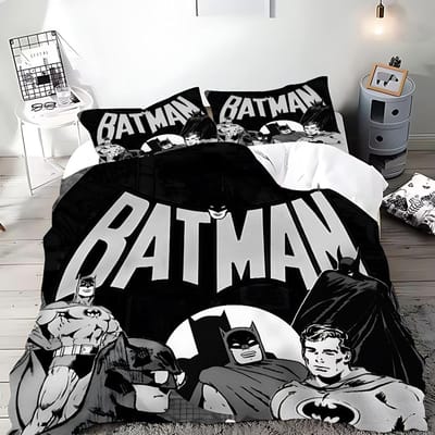 Dekbedovertrek Cartoon B-Batmans Kussensloop Beddengoed Set Volwassen Jongen Meisje Slaapkamer Decoratie Kinder Cadeau Enkel Dubbel Groot Formaat US King(264*228cm)3pcs