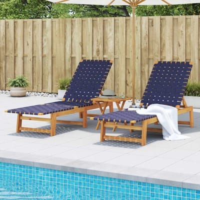 Zonneligstoelen 2 stuks - Tuinbed relaxstoel - Ontspannen in de tuin - Verstelbare rugleuning - 81 x 58 cm - Donkerblauw