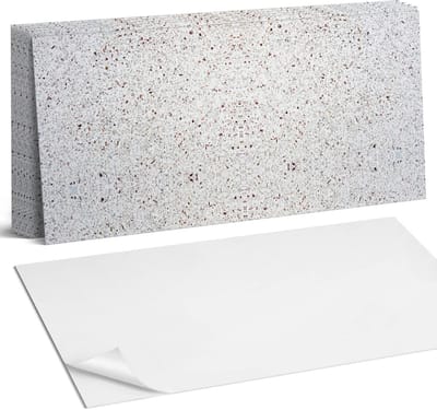 Coloray Plaktegels - Natuursteen textuur Wandtegel Zelfklevend - 60 cm x 30 cm - Wit Plaktegels - 6 stuks - Rechthoek PVC Tegels - Plaktegels Keuken - Zelfklevende Vloertegels Badkamer - Vinyl Tegels Zelfklevend - Zelfklevende Wandtegels