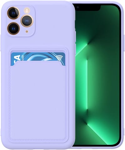 Silicone hoesje met pasjeshouder Geschikt voor iPhone 13 Pro - Telefoonhoesje - TPU - Lila