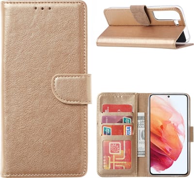 Hoesje Geschikt Voor Samsung Galaxy S22 Plus Hoesje BookCase Goud - Hoesje Geschikt Voor Samsung Galaxy s22 Plus hoesje wallet case - Hoesje Hoesje Geschikt Voor Samsung Galaxy S22 Plus bookcase - Galaxy S22 Plus portemonnee hoesje book case cover