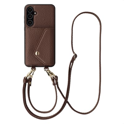 Selencia Hoesje - Geschikt voor Samsung Galaxy A55 (5G) - Sera Koordhoes met pashouder envelop - Chocolate Brown